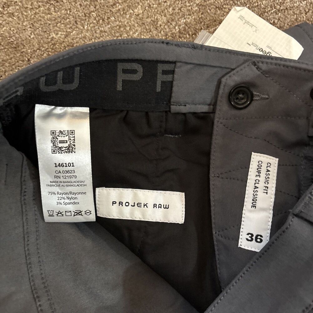 NEW Projek Raw Bungee Flex Pants Men's Size 36 Grey Stretch Classic Fit $80 - Picture 7 of 9
